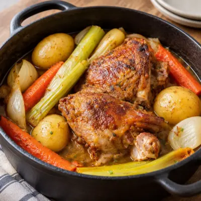 Jarrets de porc braisés aux légumes