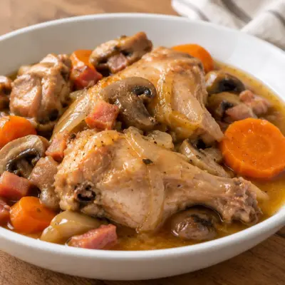 Lapin braisé recette aux champignons et carottes