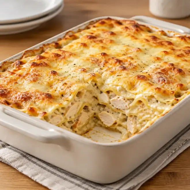 Lasagnes au poulet : recette crémeuse et gratinée