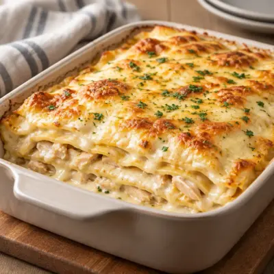 Lasagnes au poulet crémeuses et gratinées