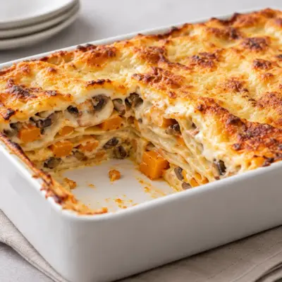 Lasagnes courge butternut et champignons faciles