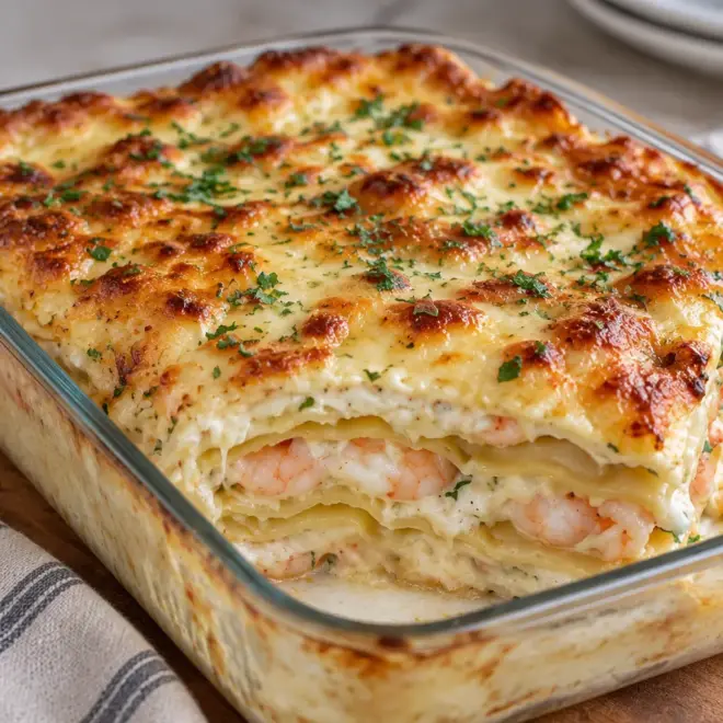 Lasagnes crevettes recette, sauce blanche crémeuse