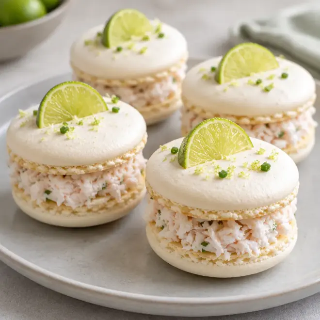 Macarons salés : recette au crabe et citron vert