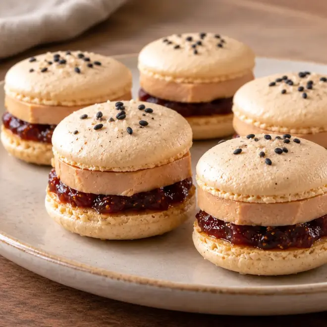 Macarons salés au foie gras et à la figue