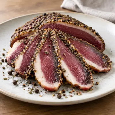 Magret de canard séché au poivre et aux herbes
