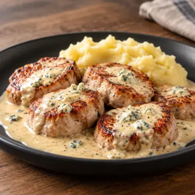 Médaillons de porc recette crémeuse au bleu