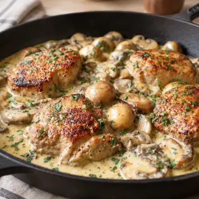 Médaillons de porc crémeux aux champignons faciles