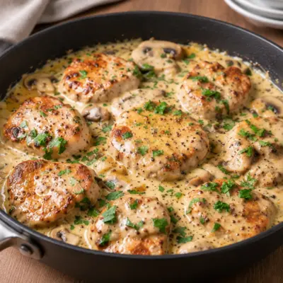 Recette médaillons de porc aux champignons