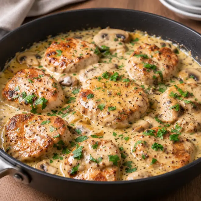 Recette médaillons de porc aux champignons