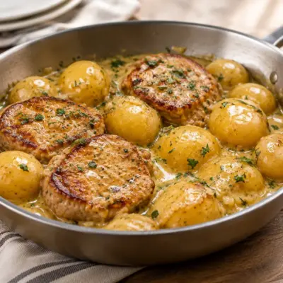 Médaillons de viande recette crémeuse aux pommes de terre