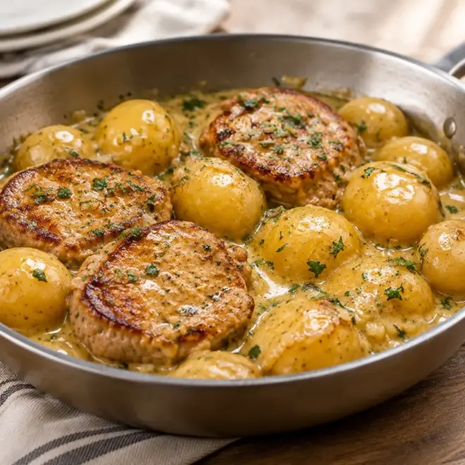 Médaillons de viande recette crémeuse aux pommes de terre