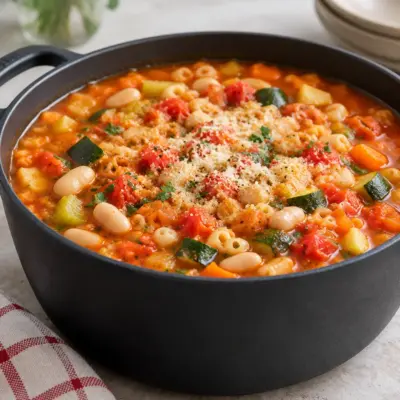 Minestrone recette facile aux légumes et haricots