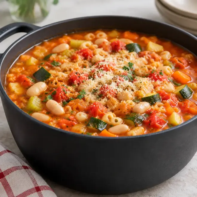 Minestrone recette facile aux légumes et haricots