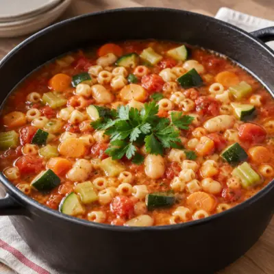 Minestrone recette facile aux légumes et haricots