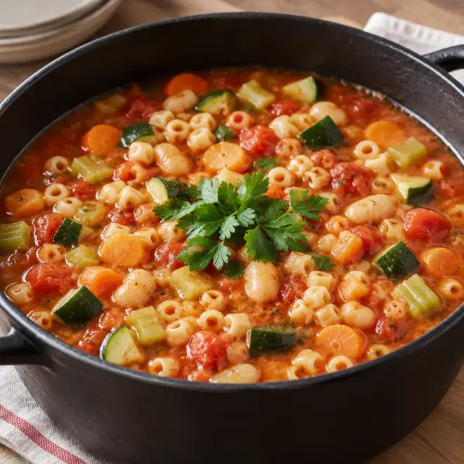 Minestrone recette facile aux légumes et haricots