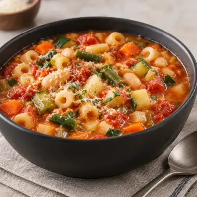 Minestrone recette facile aux légumes et petites pâtes