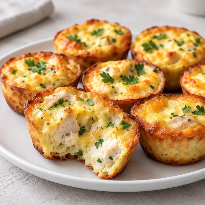 Mini-quiches sans pâte au poulet faciles