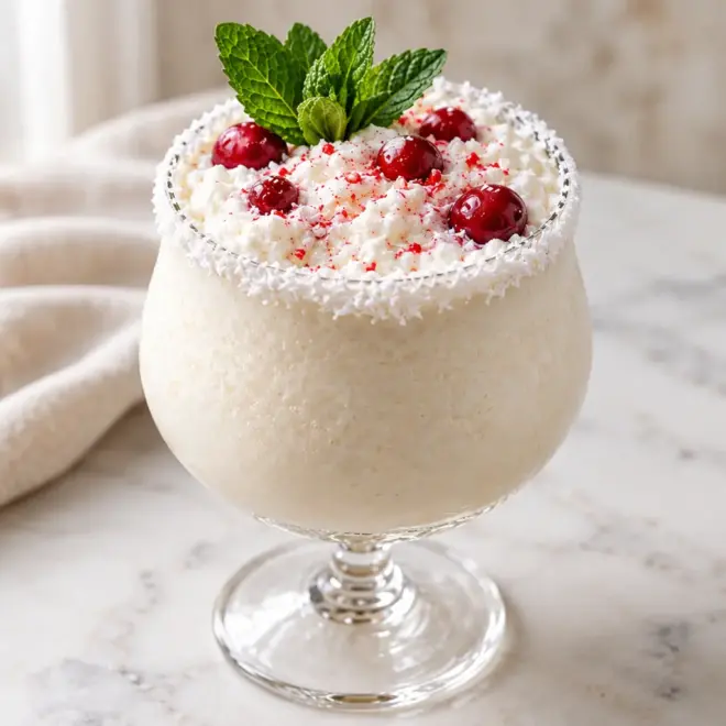 Mocktail neige de Noël, crémeux et mousseux