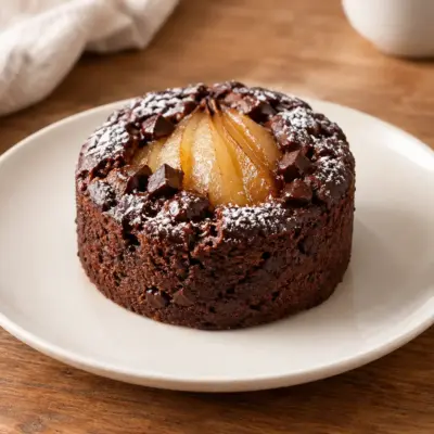 Moelleux au chocolat recette aux poires caramélisées