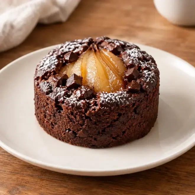 Moelleux au chocolat recette aux poires caramélisées