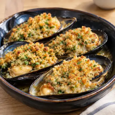 Moules farcies gratinées faciles et croustillantes