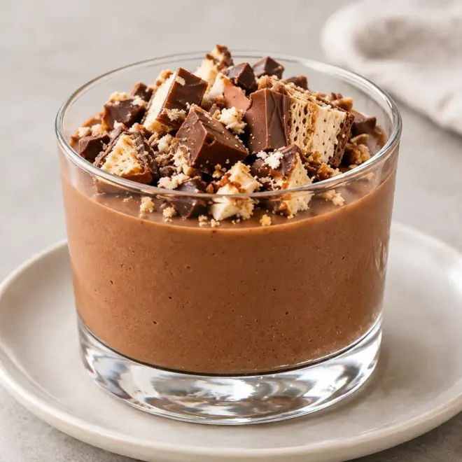 Mousse au chocolat, veloutée et croustillante