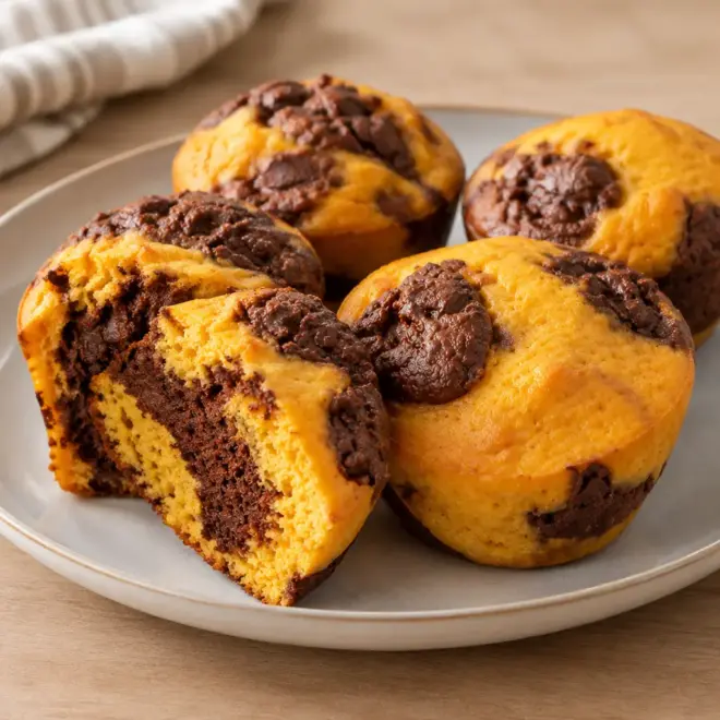 Muffins marbrés potiron-chocolat faciles