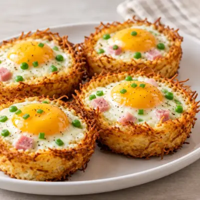 Nids de pommes de terre aux œufs faciles