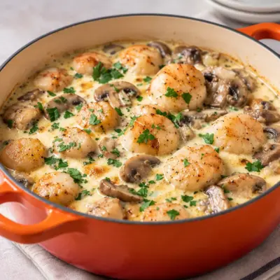 Noix de Saint-Jacques crémeuses aux champignons