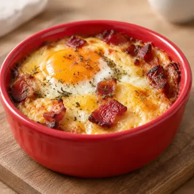 Œuf cocotte au bacon facile et crémeux