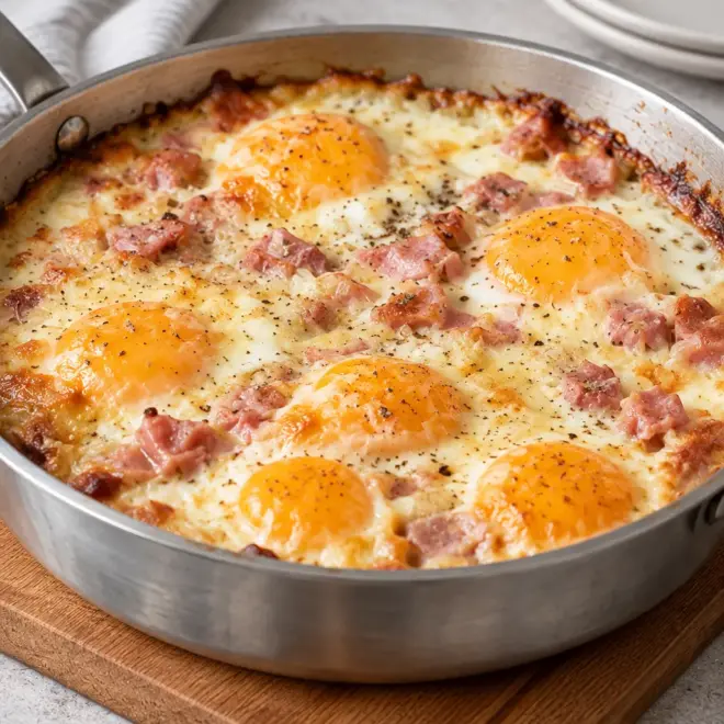 Œufs gratinés au jambon faciles et crémeux