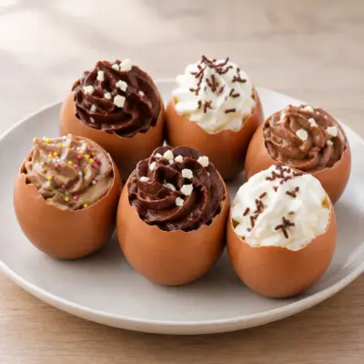 Œufs mousse au chocolat en coquille