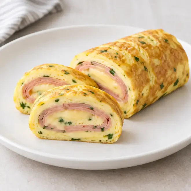 Omelette roulée au jambon et au fromage facile