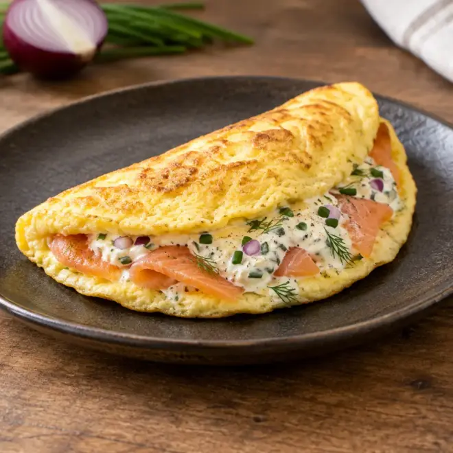 Omelette soufflée au saumon fumé facile