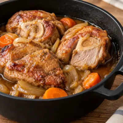 Osso buco de porc : recette braisée et fondante