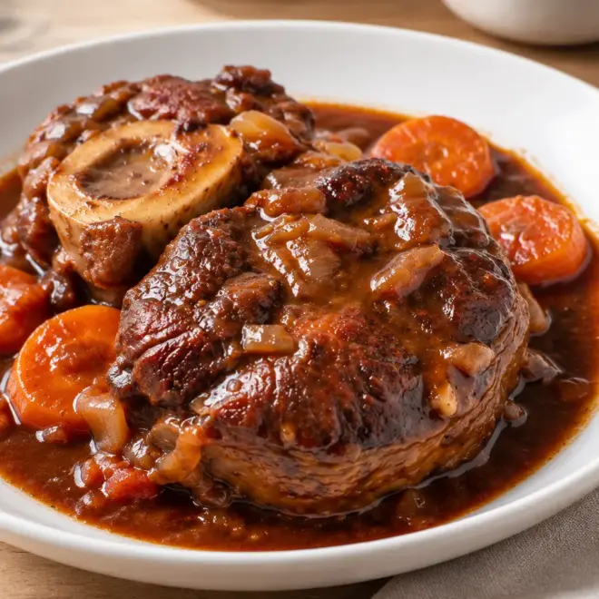 Osso-buco recette, veau braisé et sauce tomate