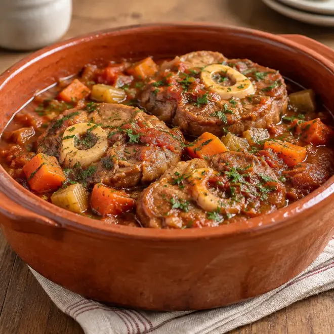 Osso-buco de veau, fondant et nappé de jus
