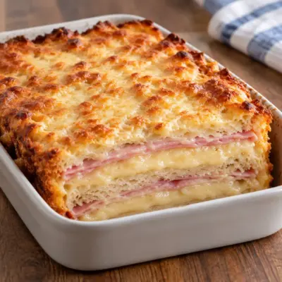Pain perdu jambon-fromage facile et gratiné