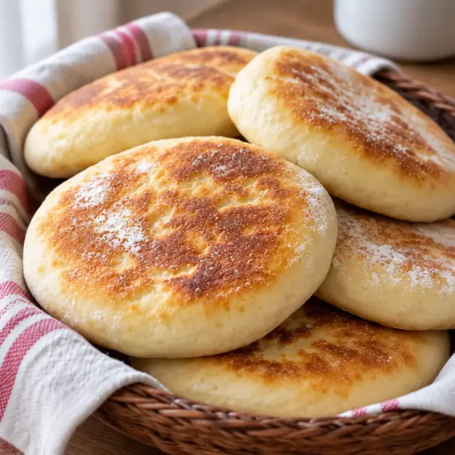 Pains plats poêlés, moelleux et bien dorés