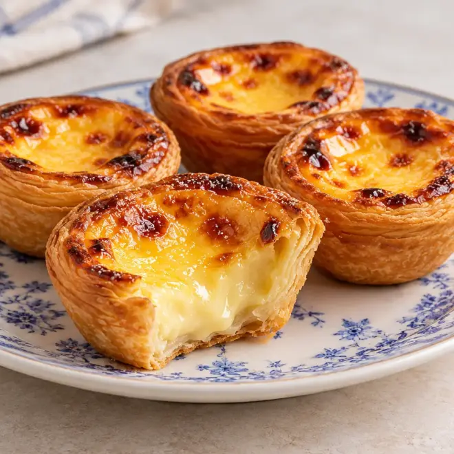 Pastéis de nata, crème lisse et pâte bien croustillante