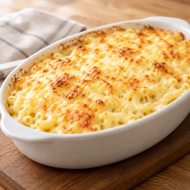 Pâtes au fromage gratinées, crémeuses et dorées