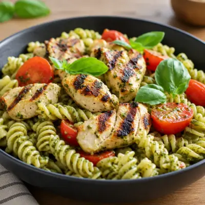 Pâtes au poulet et au pesto faciles