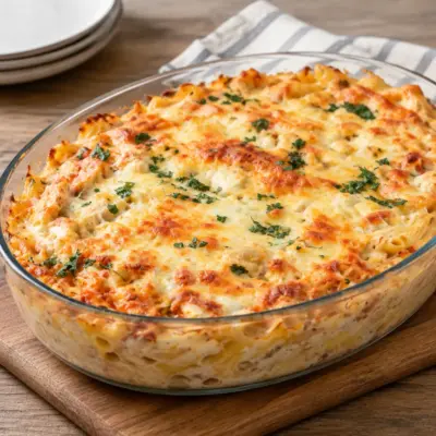 Pâtes au poulet gratinées : recette facile
