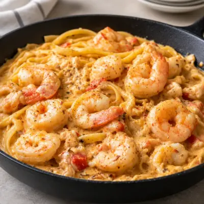 Pâtes aux crevettes : recette cajun crémeuse