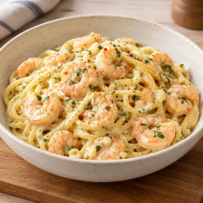 Pâtes aux crevettes recette crémeuse facile