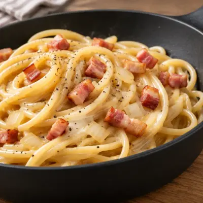 Pâtes crémeuses au bacon faciles et rapides