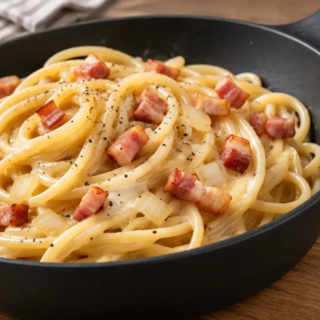 Pâtes crémeuses au bacon faciles et rapides