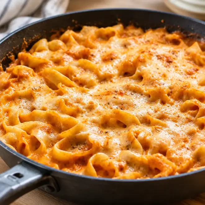 Pâtes crémeuses au fromage faciles et gratinées