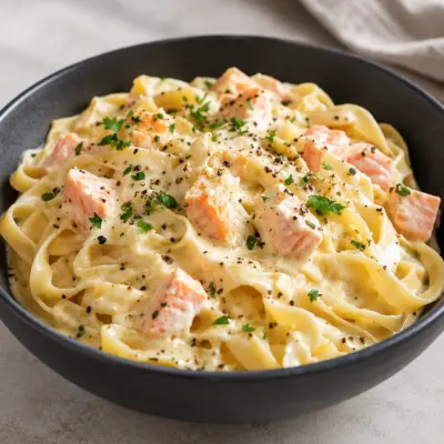 Pâtes crémeuses au saumon faciles