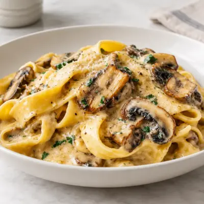 Pâtes crémeuses aux champignons faciles